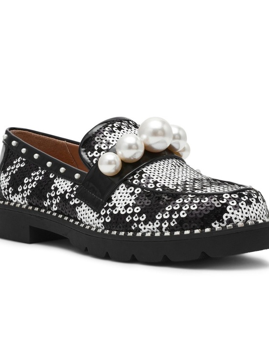 Betsey Johnson Shoes - Betsey Johnson Loafers Black & White Women's 5 - Sequin Pearl-Accent Loafers